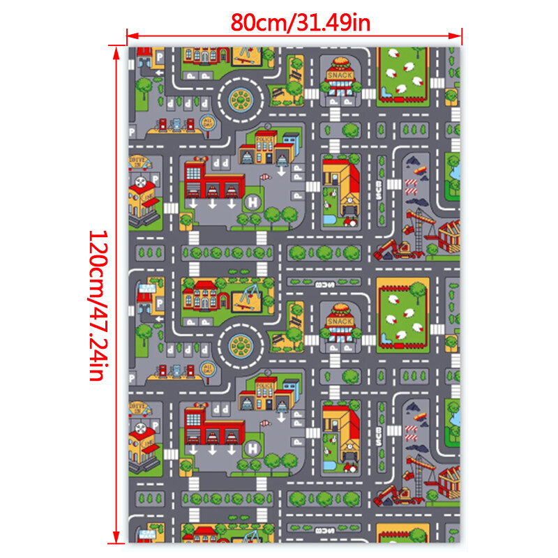 Children Village Mat Kids Rugs Town Road Map City Car Toy Rug Play 80 X 120cm — image 2