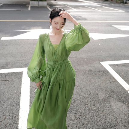 Stylish green midi dress UK edition
