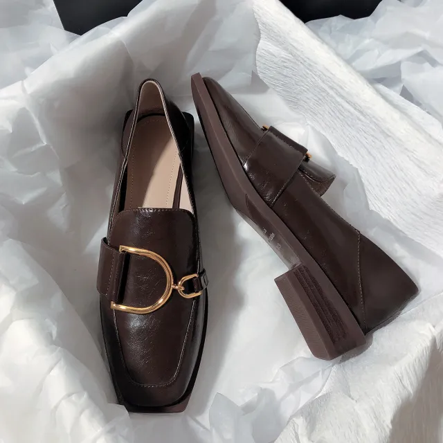 Genuine Leather Lazy Two wear Flat Loafers Brown - Shop at LoveMi