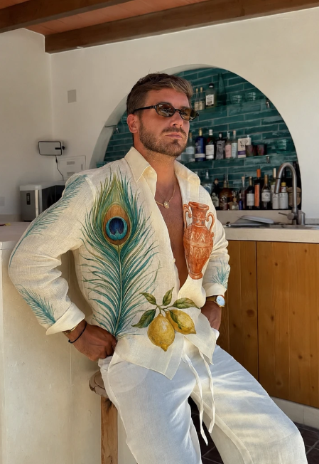 Peacock Feather Lemon Print Shirt