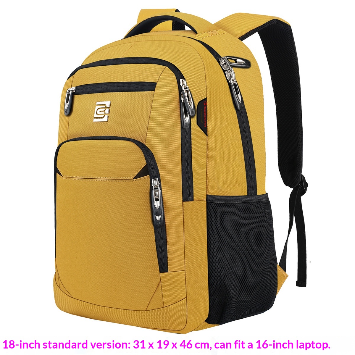 BC Men's Business Backpack Oxford Cloth Waterproof 16 Inch Large Capacity Multifunctional Computer Backpack Student Backpack Women's Sunflower Color
