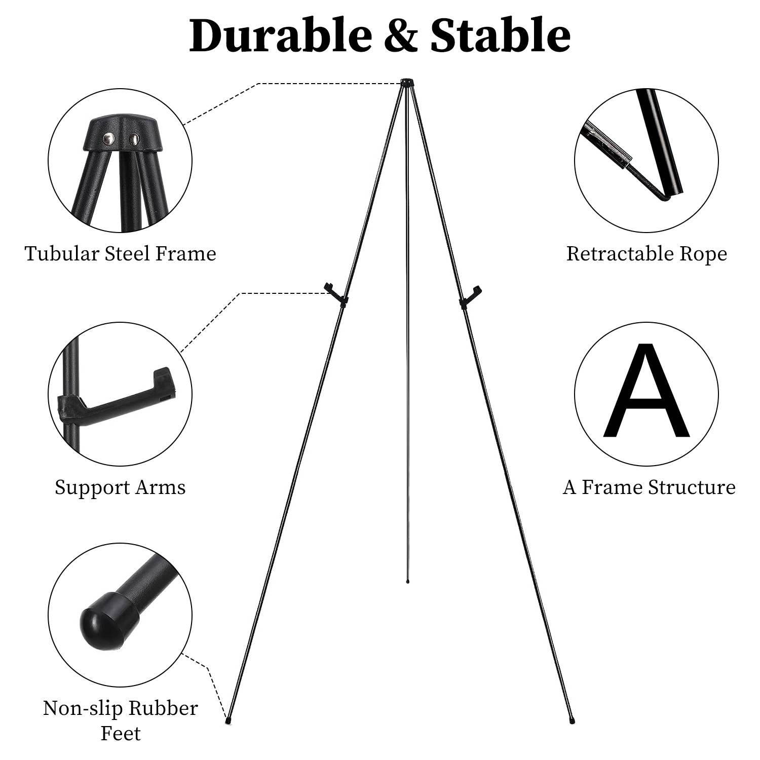 2 Pack Easel Stand For Display 61in Collapsible A Frame Tripod Easel Iron Alloy Drawing Stand With 2 Carry Bags For Wedding Poster Art Drawing Meeting