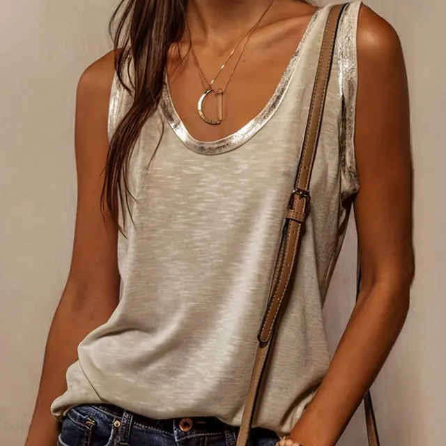 Block Edge Decor Casual Tank Top