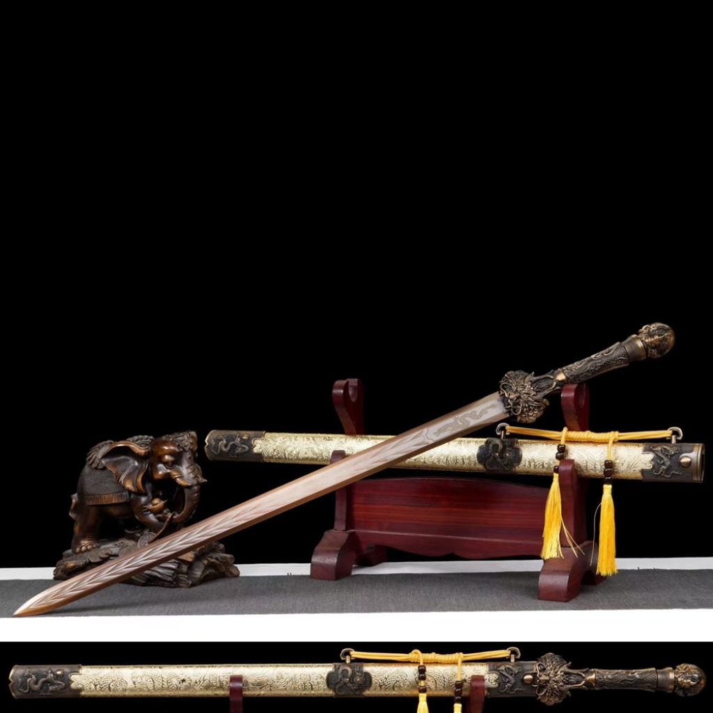Long Style Integrated High Manganese Steel Swords Tang Jian, Dragon King Sword, Han Jian  Unsharpened Cold Weapons For Self Defense & Decoration