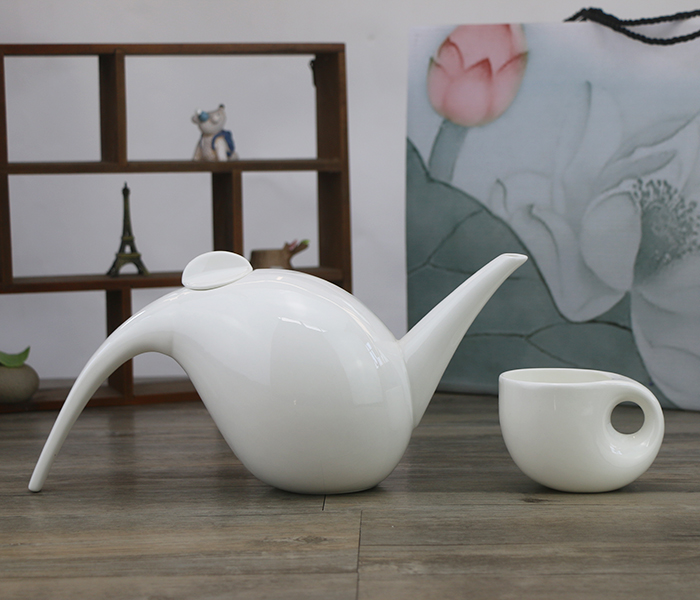 Large Water Drop Shape Pure White Lead-free Tea Set