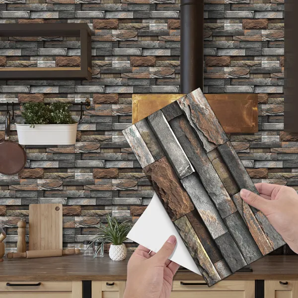 Dark Brown Marble Anti-Splash Wallpaper Peel And Stick PVC Waterproof And Oilproof Easy To Install Self-Adhesive Kitchen Bathroom Wall Decoration
