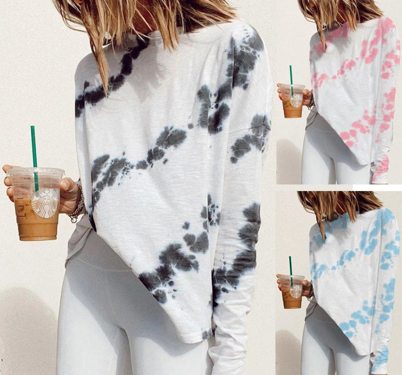 White Crew Neck Long Sleeve Digital Print T-Shirt