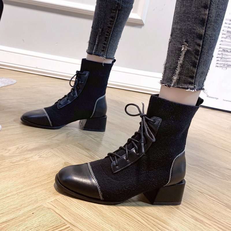 Pointed Toe Lace European And American Martin Boots