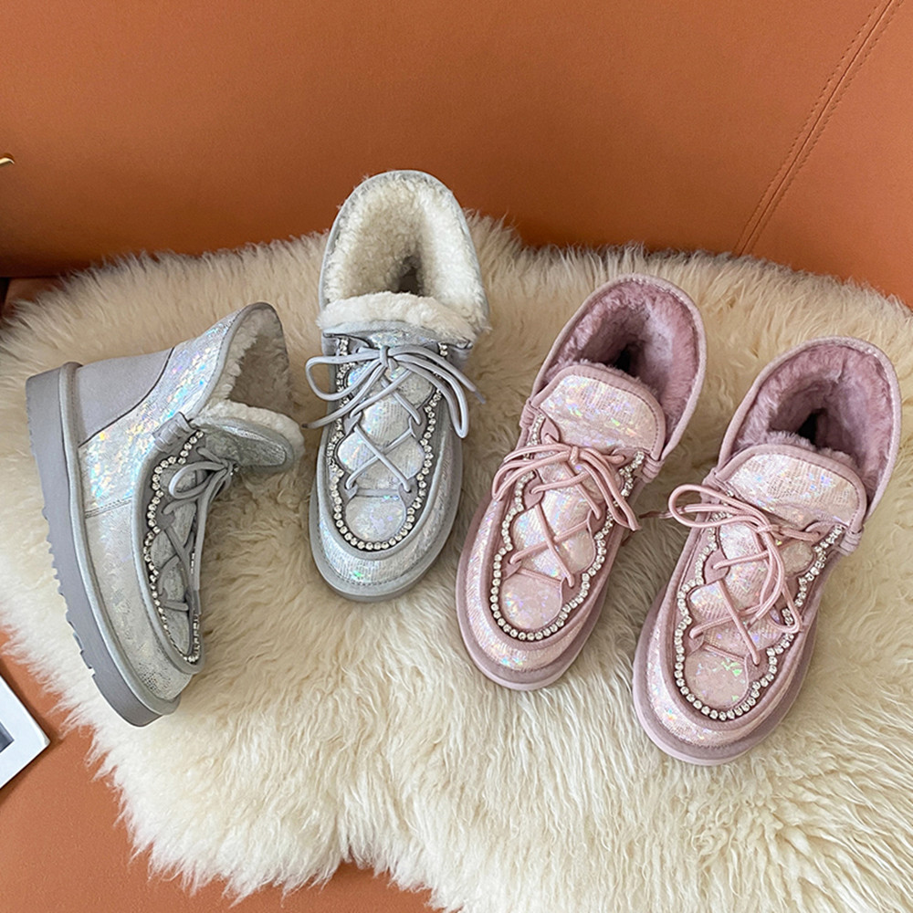 Snow Ladies Thick Sole Insulated Wool Short Boots