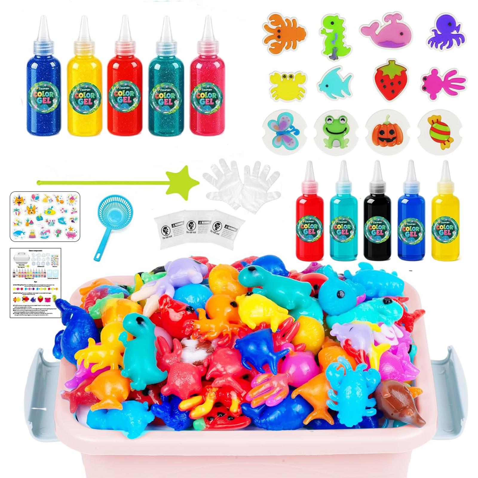 DIY Craft Kit For Kids10 Types Of Magic Gel, 5 Molds, Homemade Water Pet Soft Rubber Toy, Birthday Party Gift, Suitable For Ages 3 And Up.
