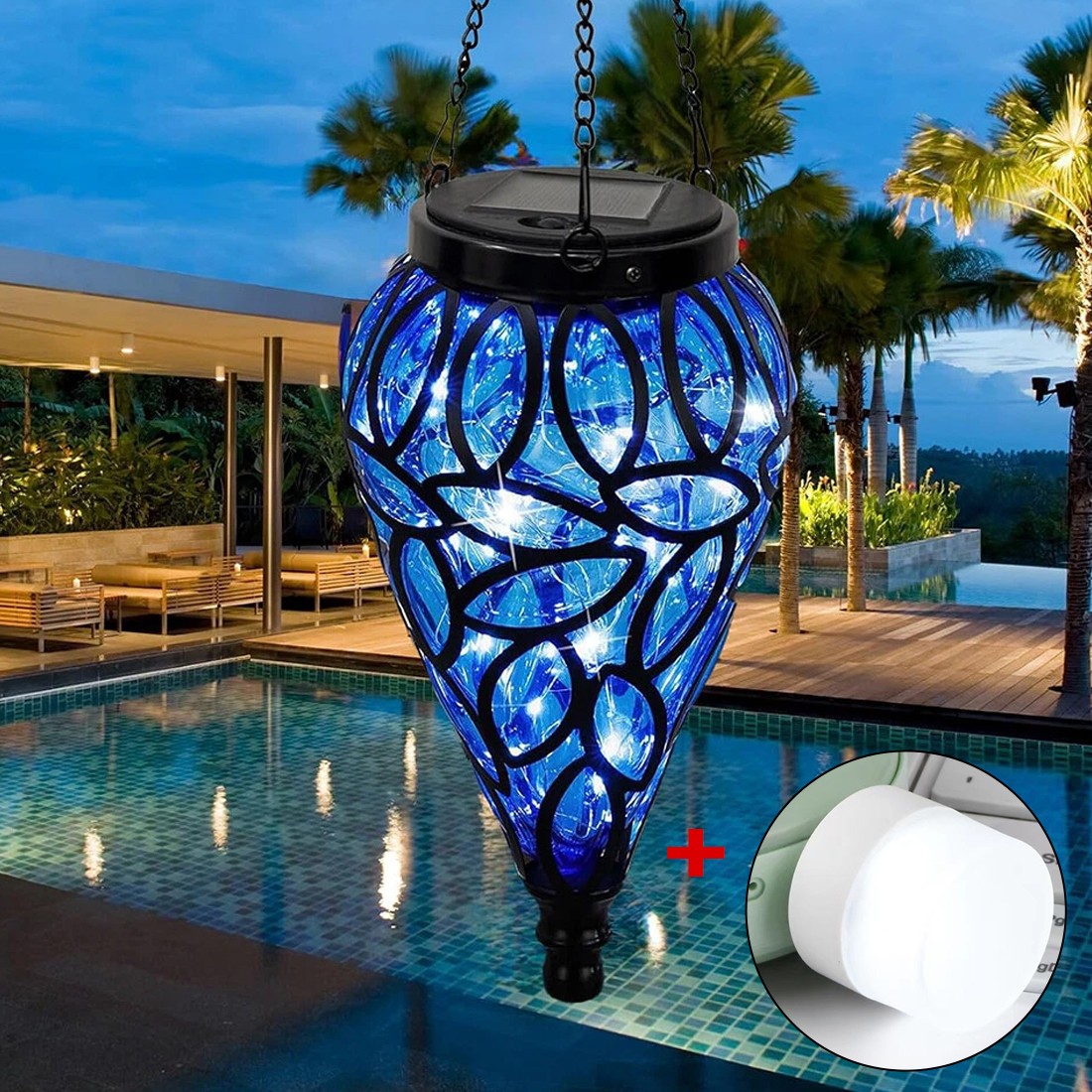 Outdoor Garden Solar Powered LED Light Lantern Hanging Yard Decoration Lamp