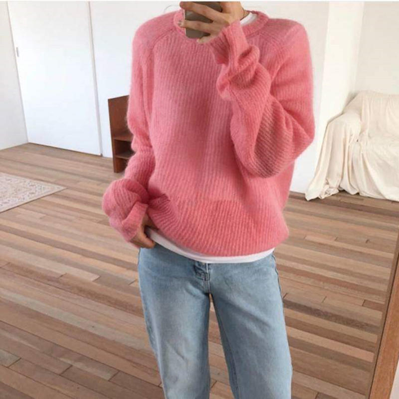 Title 7, Womens Autumn Loose Mohair Sweater Top Soft an...