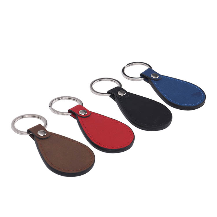 PU Leather Oval Metal Leather Keychain Leather Jewelry 6