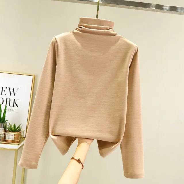 Women's Bottoming Shirt With Hyaluronic Acid High neck Slim Casual Skin Tone S - Shop at LoveMi