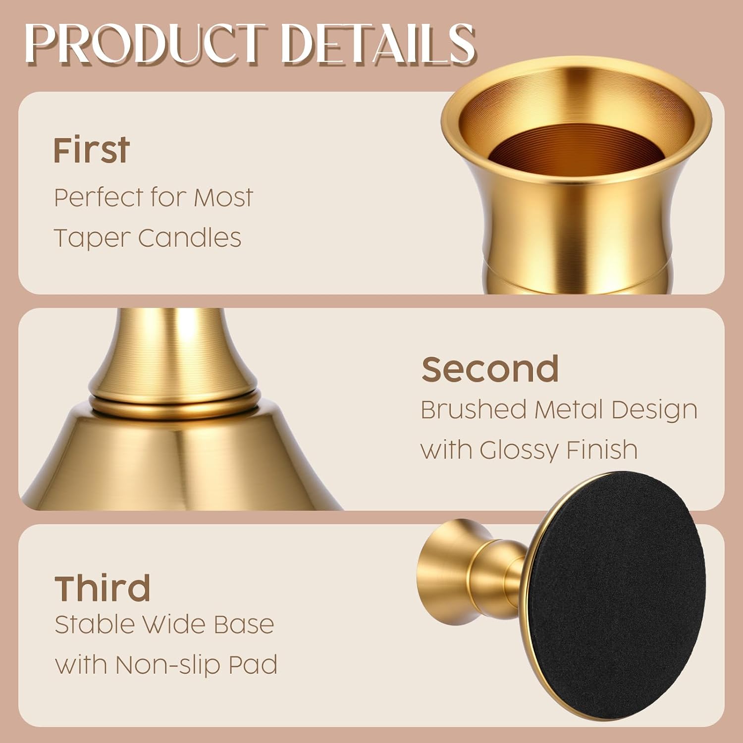 Taper Candle Holders 12 PCS, Brass Black Vintage Candlestick Holders For Table, Wedding, Party And Home Decor 4