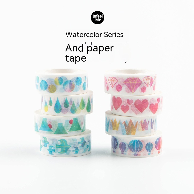 Japanese Watercolor Adhesive Tape DIY Notebook Diary Album Color Decorative Sticker Hand Tear Tape