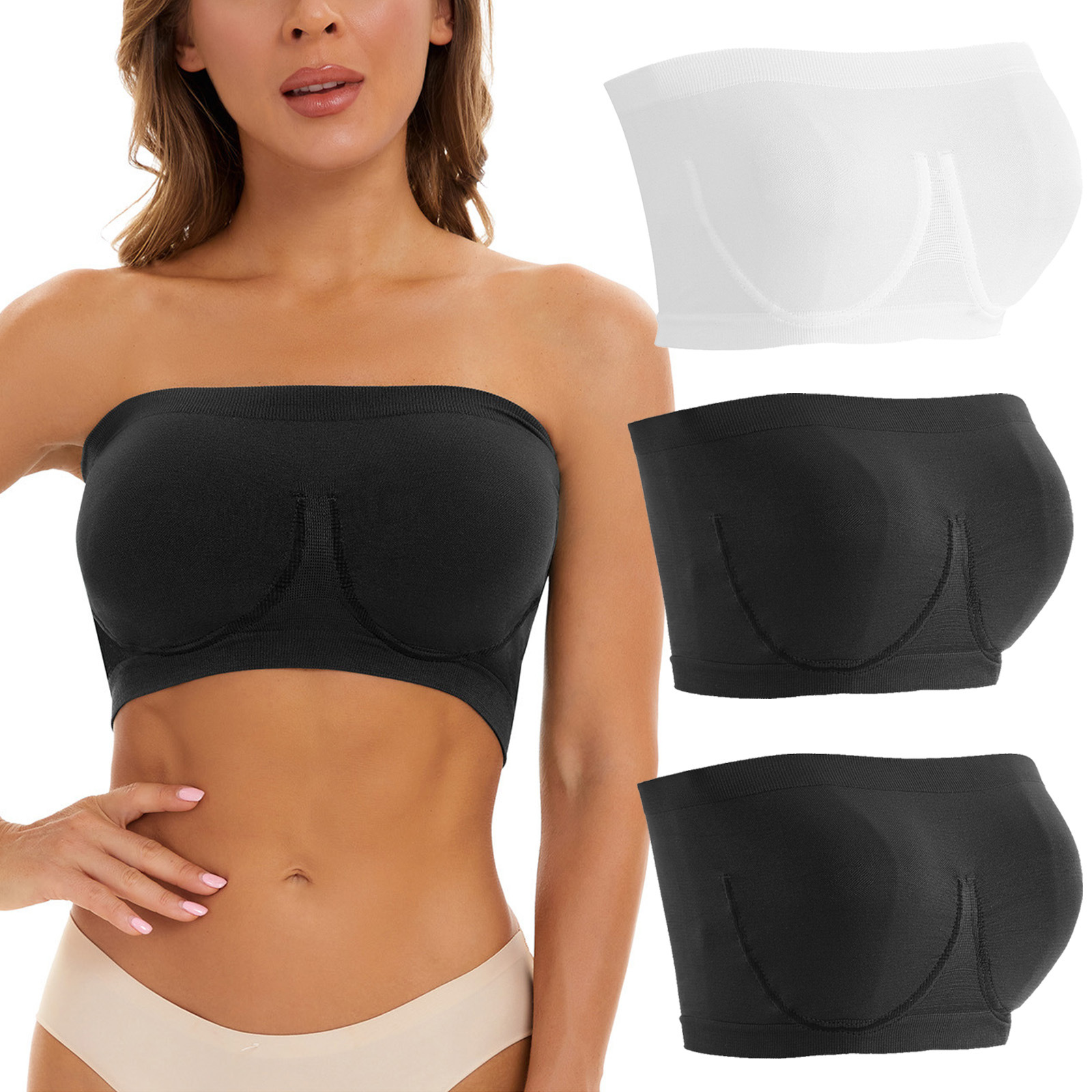 Title 10, Sutiã bandeau sem costura plus size feminino Co...