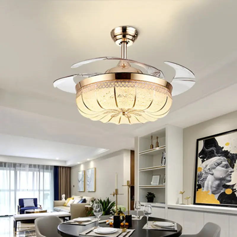 LED Pumpkin Frequency Conversion Ceiling Fan Light
