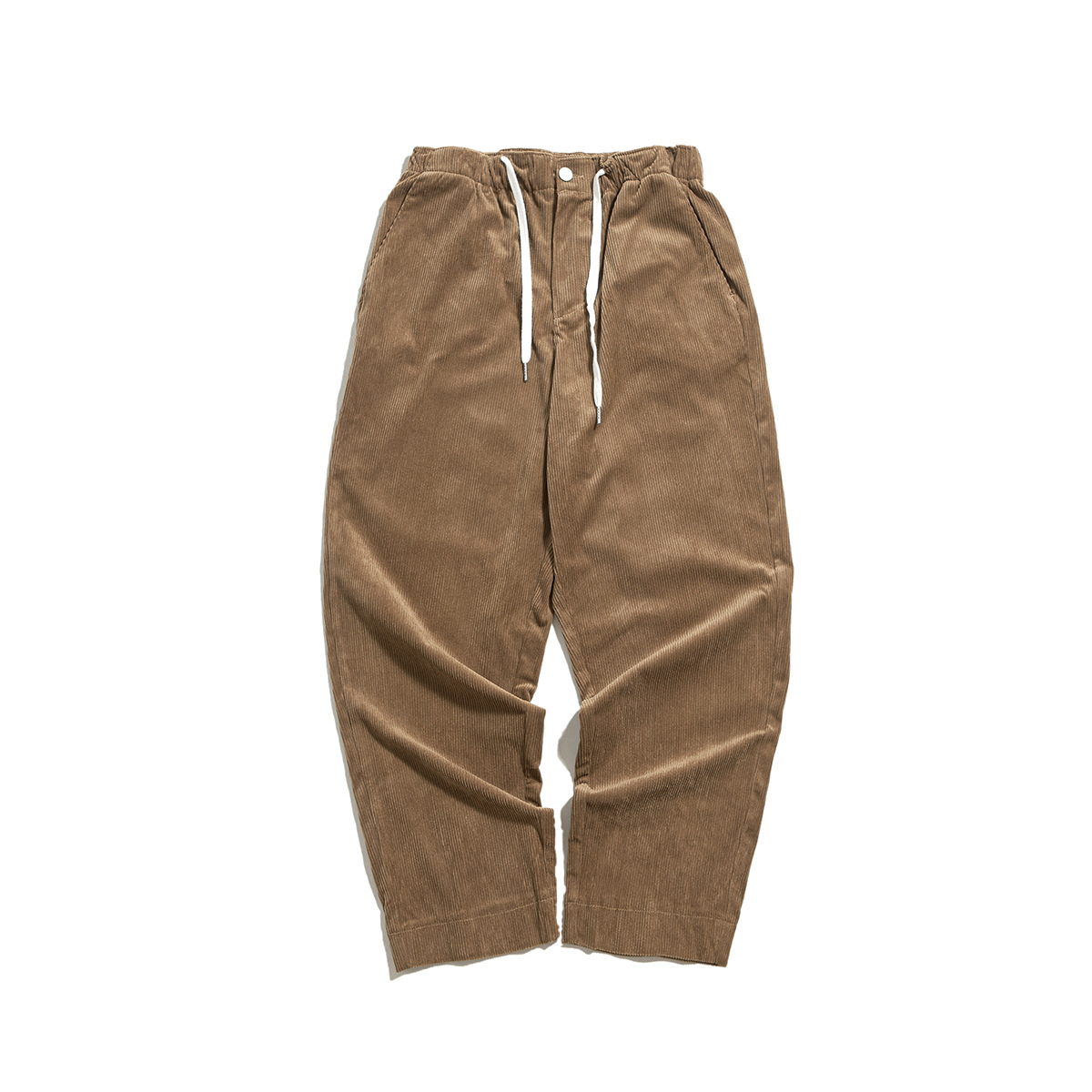 Title 5, Pantaloni in Velluto a Coste Beige a Gamba Drit...