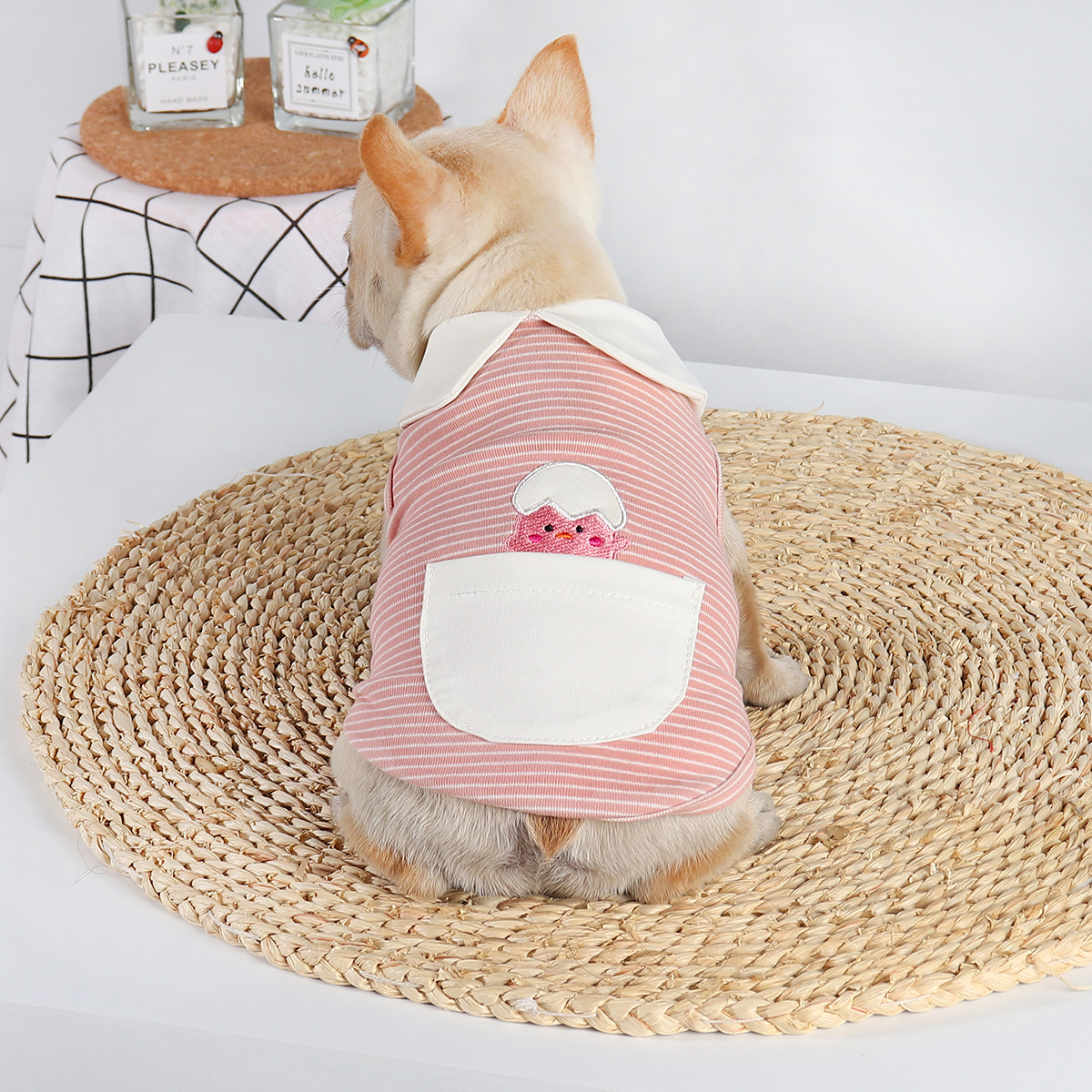 Pet Dog Tied Buckle Undershirt Cute Eggshell Clothes