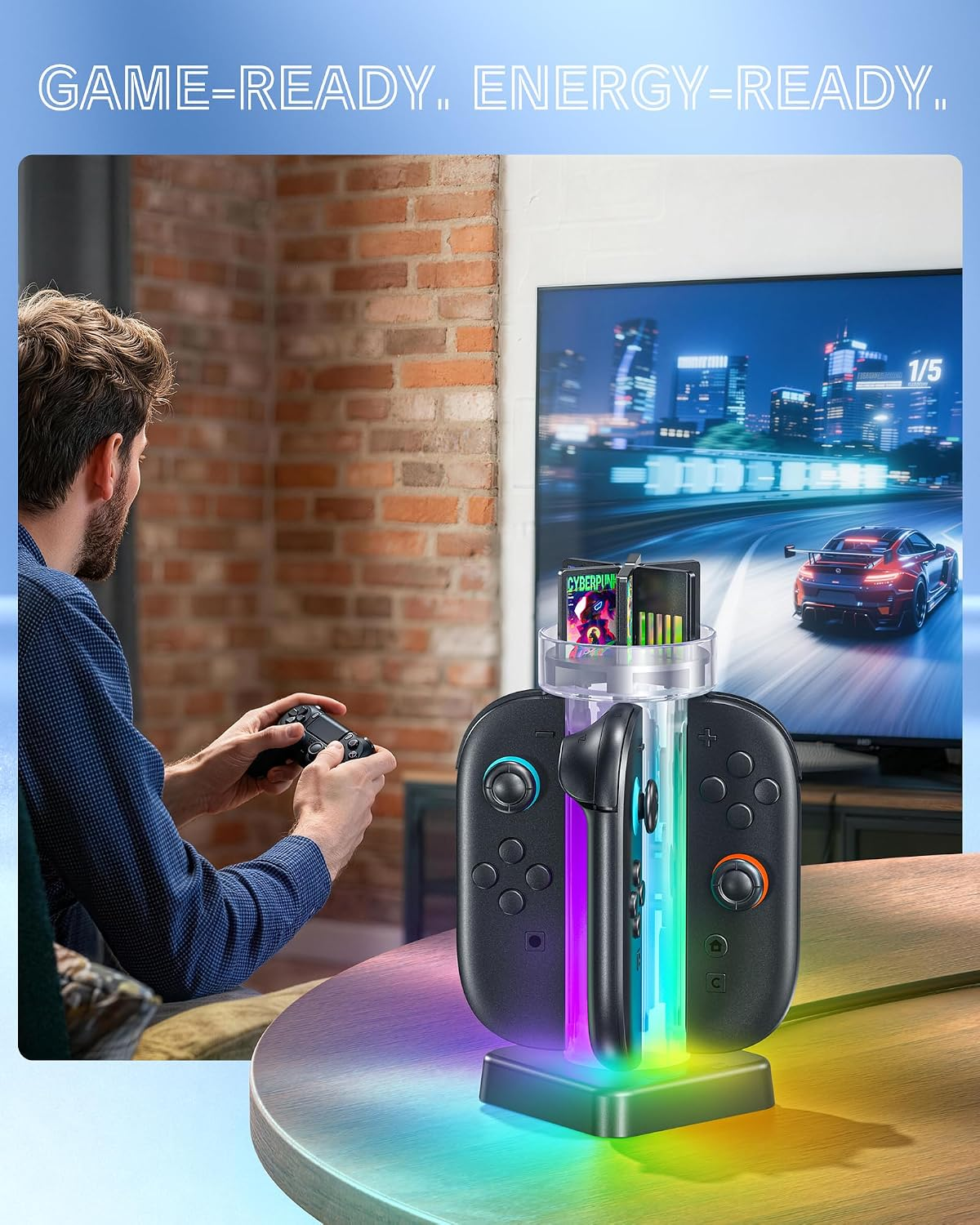 Charging Dock For S Witch 2 Controller, JoyCon Station With Lamppost LED — image 6