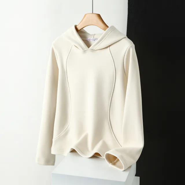 Windbreaker Women's Hoodie Solid Plush And Thicken Ivory - Shop at LoveMi