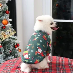 Plush Christmas Print Sweater Spring, Autumn And Winter Dog Clothes - Green - View 1