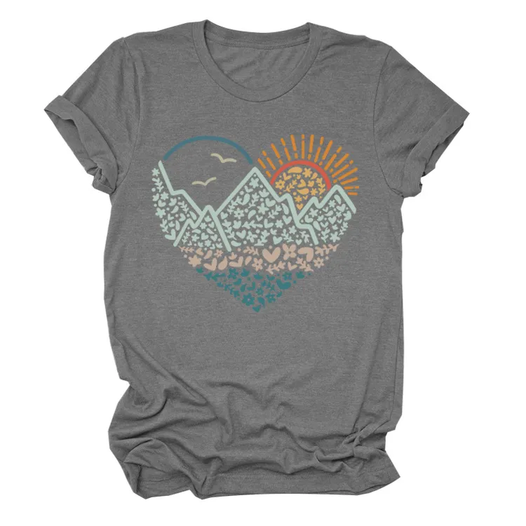 Casual Loose Short Sleeve Top - Dark Grey