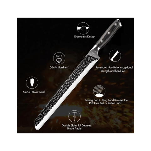 11-Inch High-Carbon Blacksmithing Slicing Knife - Effortless Meat Slicing... 5