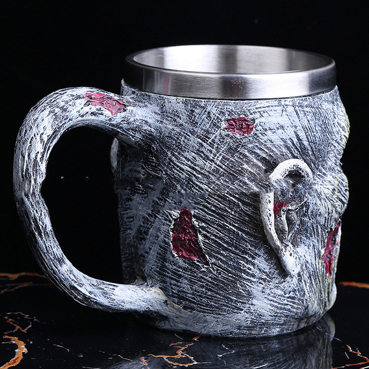 Resin skull water cup mug beer mug creation (dark grey)