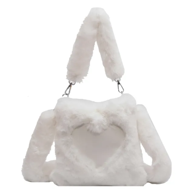 Love Handbags Winter Plush Shoulder Bags For Women White - Shop at LoveMi