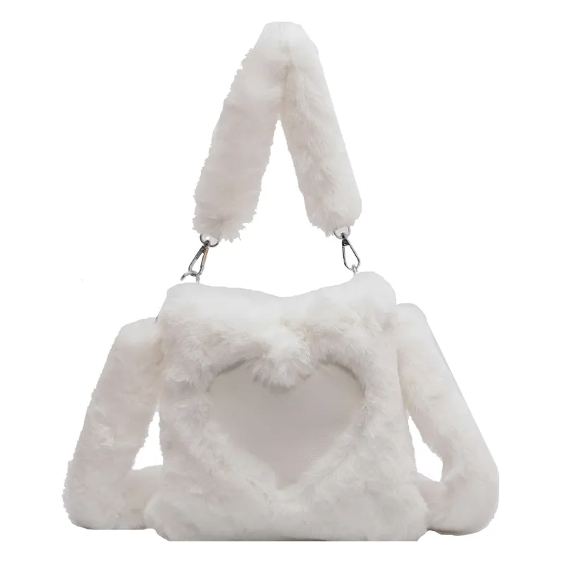 Love Handbags Winter Plush Shoulder Bags For Women - White