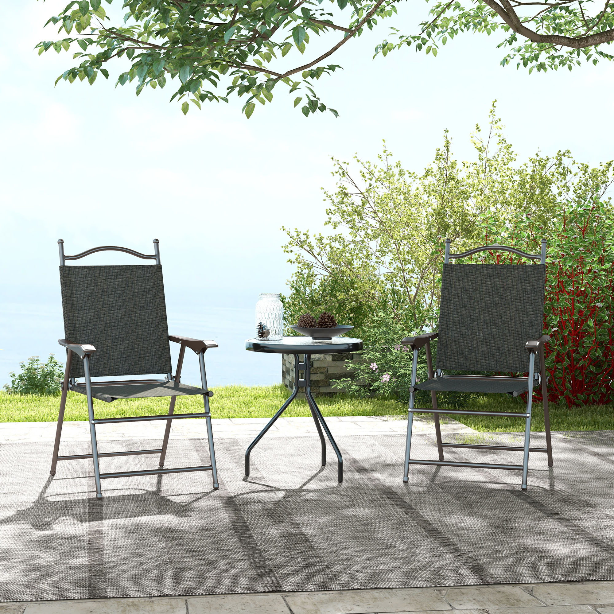 Two Foldable Garden Chair Sets, Mesh Seats — image 4