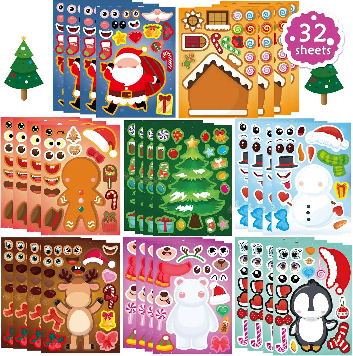 Christmas Face Stickers For Kids & Adults