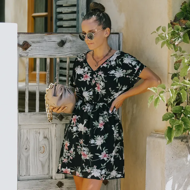 Women's Bohemian Chiffon Printed Dress Black - Shop at LoveMi