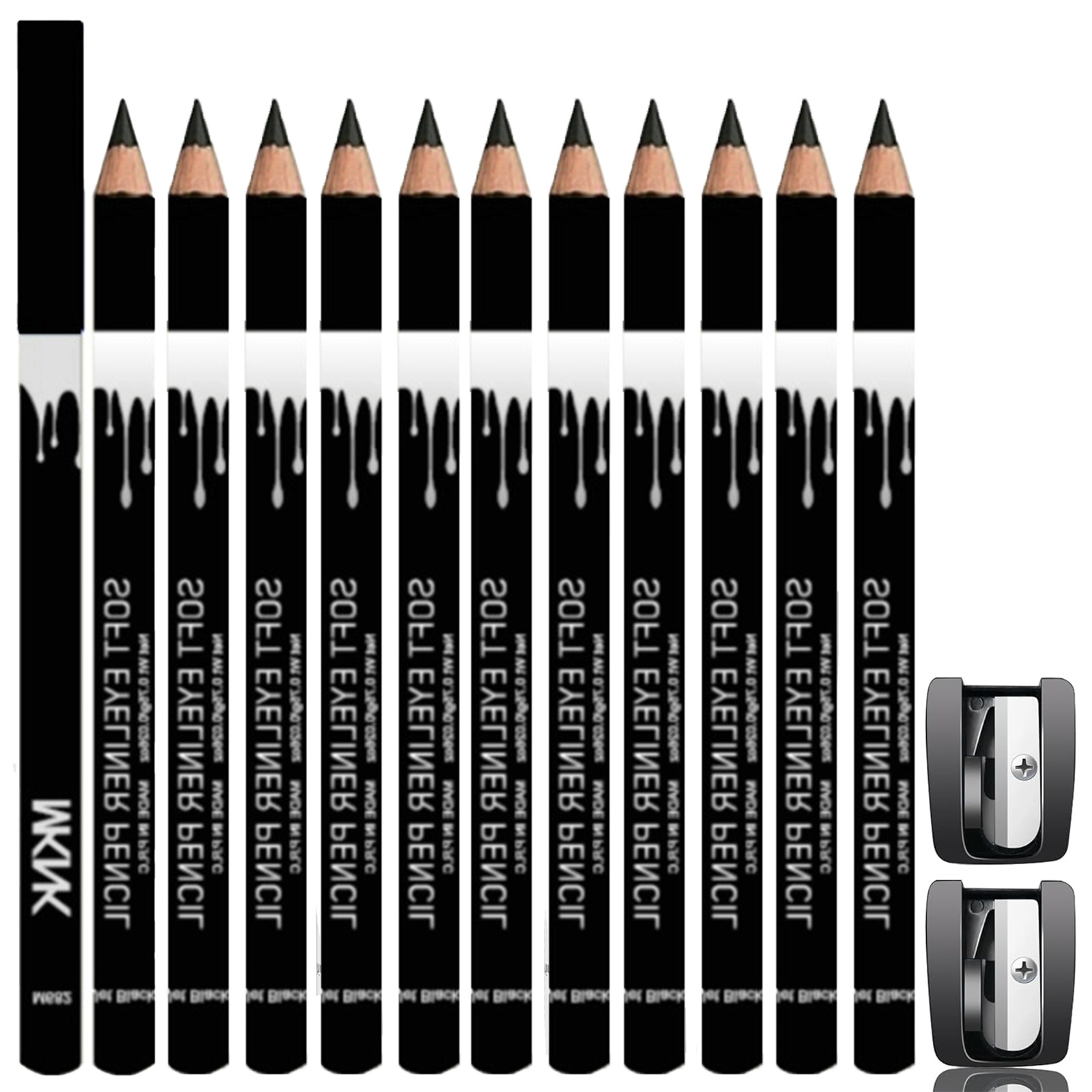 White And Black Eyeliner Pencil Set For Eyebrows, Eyeshadow And Lips. Includes Sharpener. Waterproof , Long lasting 12Pc Black Eyeliner Set - Shop at LoveMi