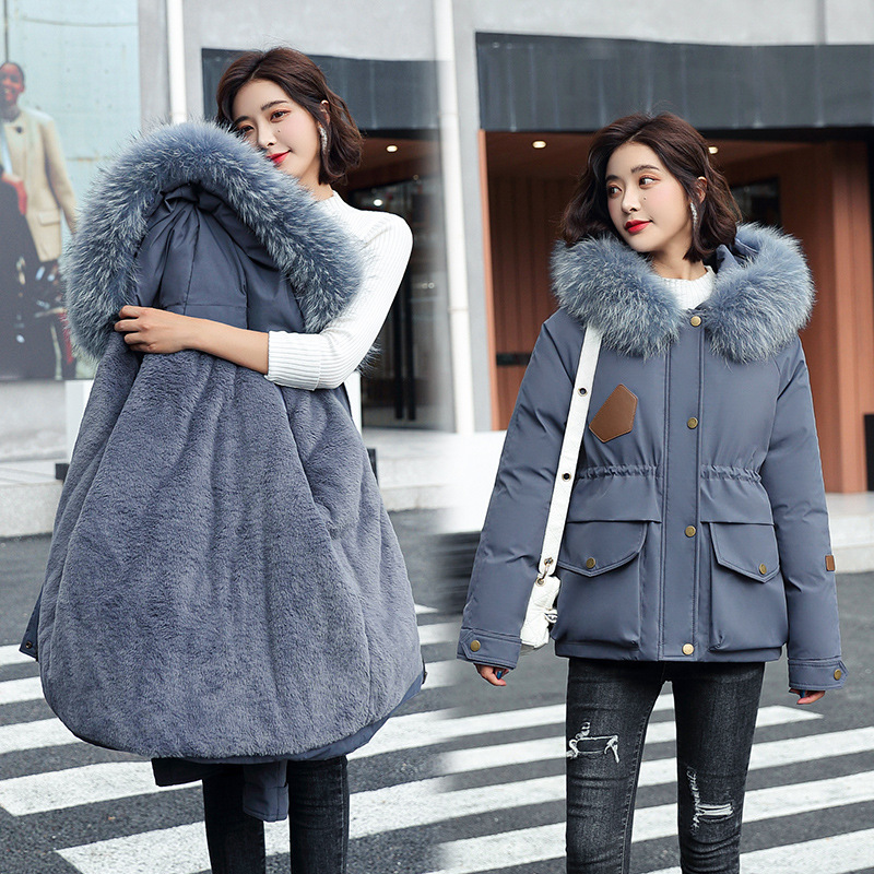 Tooling To Overcome The Thicker Loose Plus Size Women's Cotton padded Jacket Grey - Shop at LoveMi