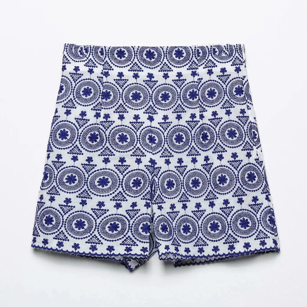 All-Match Casual Embroidered Straight Shorts - Red