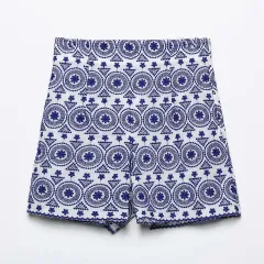 All-Match Casual Embroidered Straight Shorts - Red - View 1