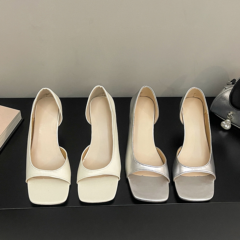 Peep Toe Slip-On Sandals