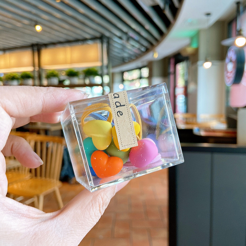 Color Hair Ring Fluorescent Bright Color Hair Rope Colorful Peach Heart - Shop at LoveMi