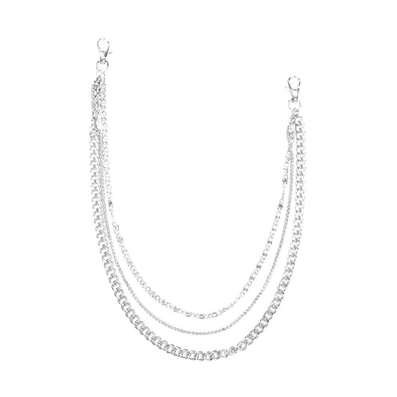 3 Layers Jeans Trousers Key Chain Rock Chains Pants Body Metal Belt Punk Style