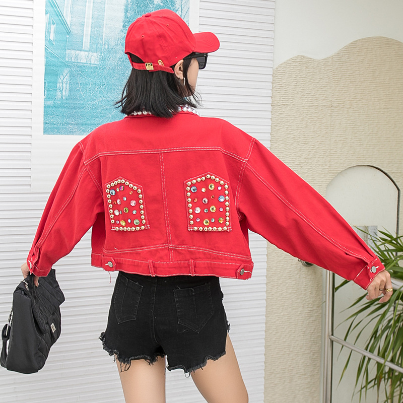 Women's Retro Diamond Short Denim Jacket
