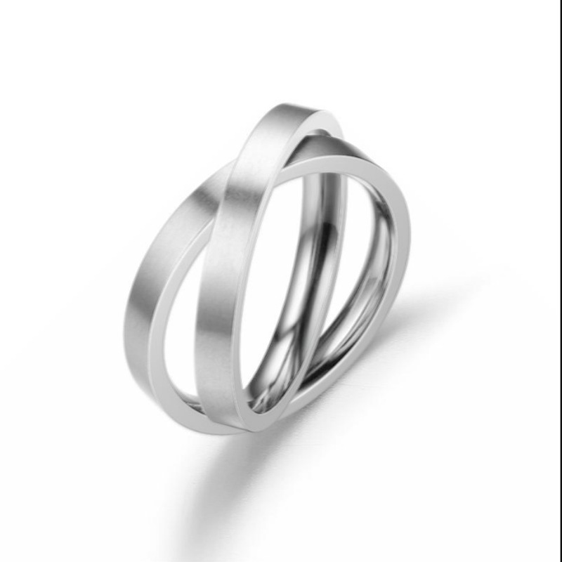 European And American Niche Titanium Steel Double Ring Rotating Ring
