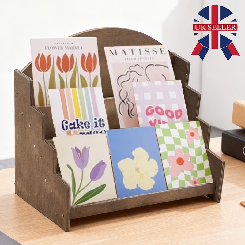 4-Tier Wooden Card Holder Greeting Card Display Stand