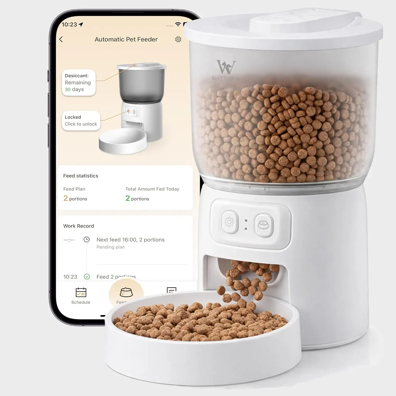 Waithem Wi-Fi Automatic Cat Feeder, Timed Dry
