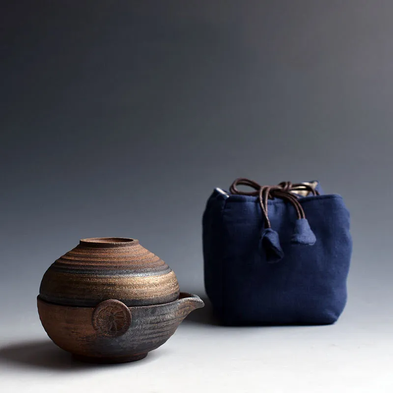 Simple Stoneware Kuai Ke Mug Portable Mini Kung Fu Travel Tea Set For One Person - Suit