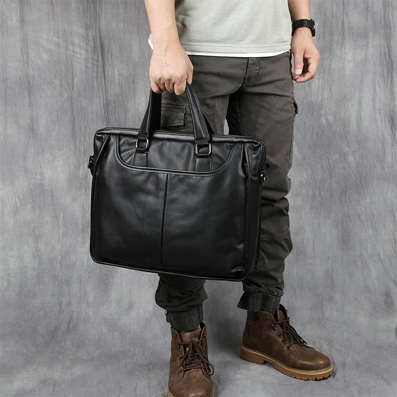 Men's Portable Leather Leisure Briefcase — foto 7