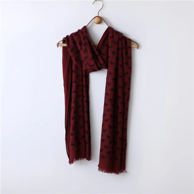 Solid Color Neutral Loose Beard Polyester cotton Pony Print Loose Beard Tassel Men's Scarf Red - Shop at LoveMi