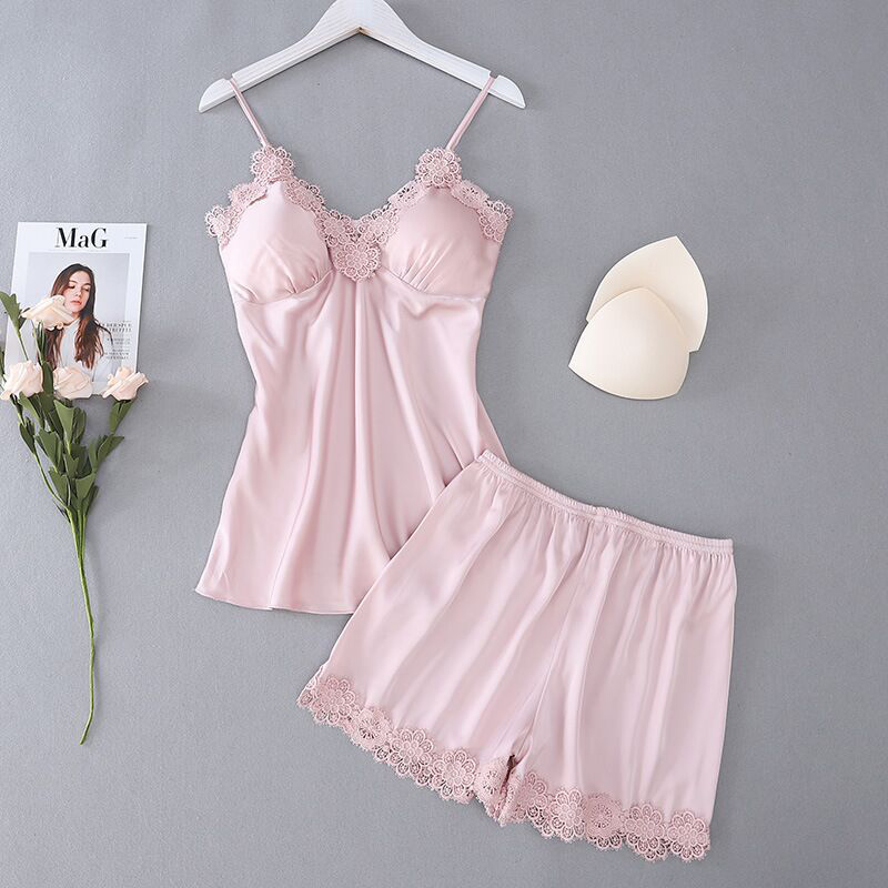 Lace Imitation Silk Split Home Suit